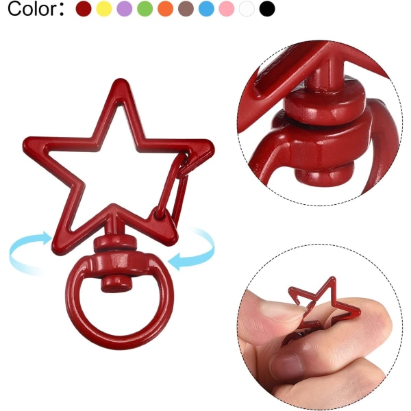 Svivel Clasps Snap Hook, for Keychains, 3 sett med 10 farger