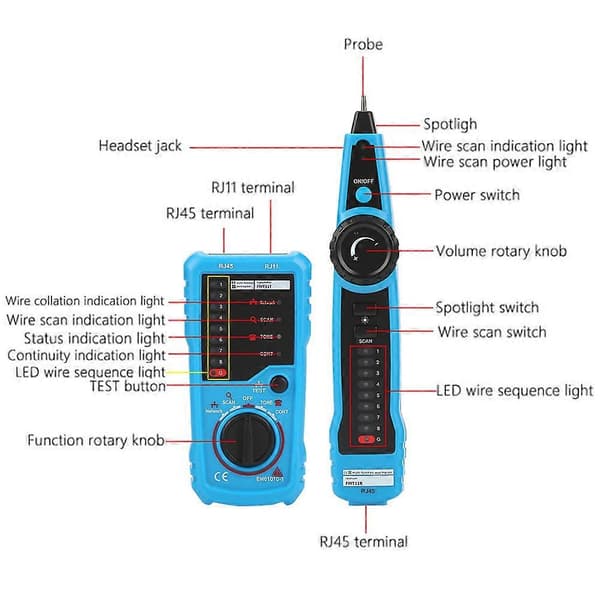 Håndholdt Ethernet LAN-netværkskabeldetektor RJ11 RJ45 Telefonledningstracker