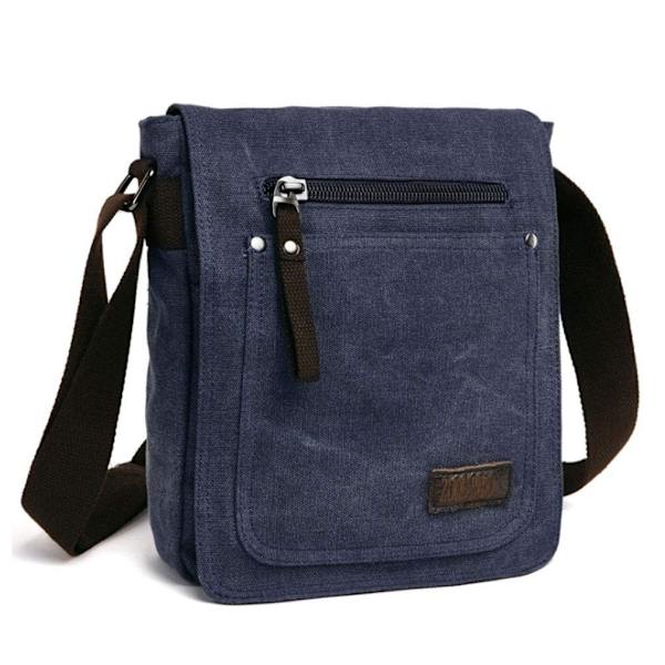 Retro Herr Canvas Liten Portfölj Casual Cross Body Messenger Axelväska Vardaglig Väska Laptop Väska, blå blue