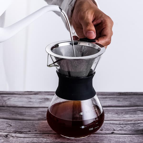 Genanvendeligt kaffefilter i rustfrit stål med bundstativ, professionelt kaffefilter til drypkaffemaskine, holdbart, til kaffeelskere