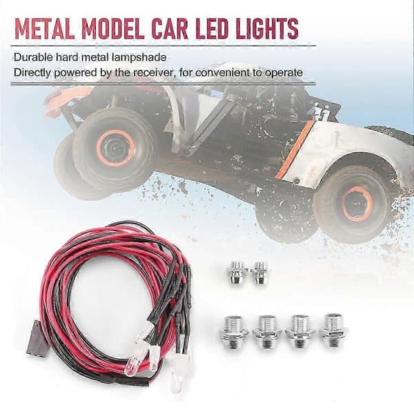 6 LED Lyssett 2 Hvite 2 Røde 2 Blå for 1/10 1/8 SCX10 D90 RC Bil