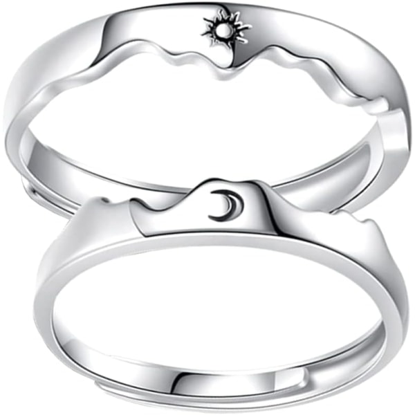 Par Matchande Ringar för Kvinna Man Sun Moon Par Matchande Ringar Öppen Justerbar Vänskap Stapelbar Ring Set Enkel förlovningsvigselring