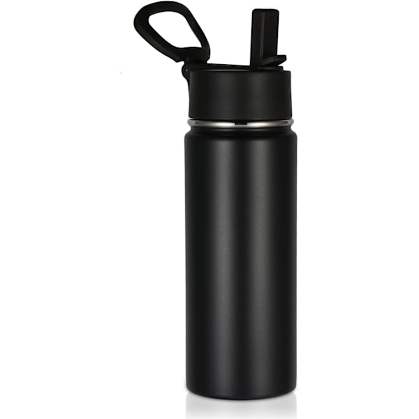 18oz Isolerte Vannflaske for Barn, Rustfritt Stål Vannflasker med Straw Lopp, Dobbelvegget Vakuum Gjenbrukbar Metall Termos Vannflaske