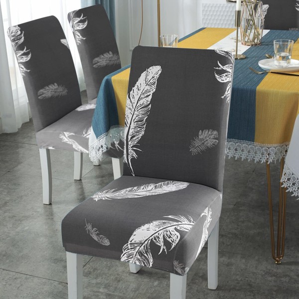 Tuolipeitteet 4 kpl Universaalit joustavat tuolipeitteet 4 kpl Modernit tuolipeitteet Swing-tuolit Joustavat kestävät tuolipeitteet (Feather, 4 kpl)