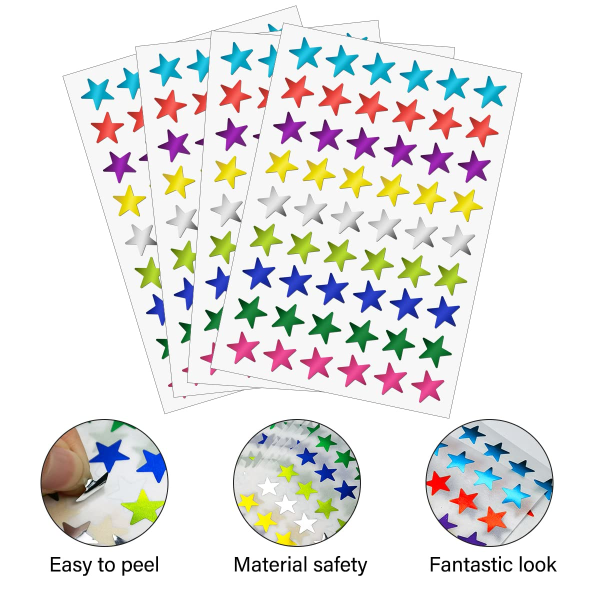 30 ark 9 färger små stjärnklistermärken i folie - 0,5 tum stjärnklistermärken för barn Belöning - stjärnklistermärken för diagram Lärare Föräldrar Barn Läxor