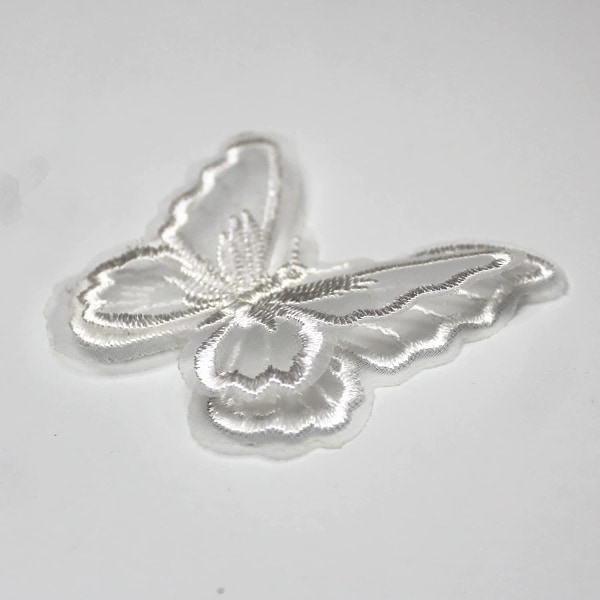 20 st Butterfly Sew On Patch Sy DIY (Vit, 2,36 x 1,96 tum)