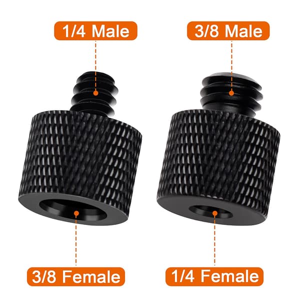 4 stk stativadapter, 3/8 til 1/4 adapter, mikrofontrådskroadapter