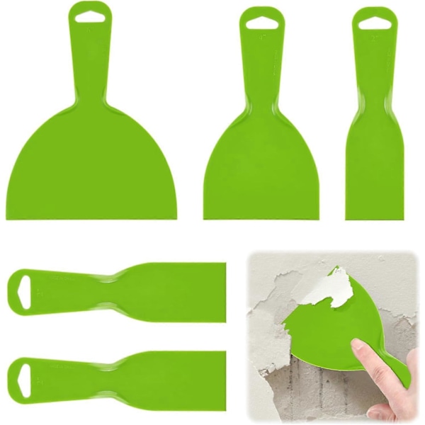 5 stk. plastskraper, skrapeverktøy