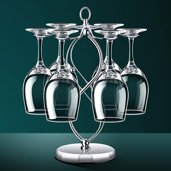 Vinglassholder for bordplate, 6 vinglassholder oppbevaringsorganisator