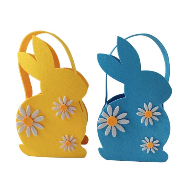 2x Påskhare Korg Tote Bag Hållbar Söt Fleranvändbar Påsk Kanin Väska Fest Godis Korg för Semester Äggjakt Spel