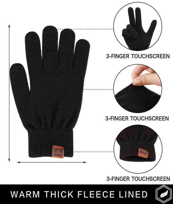 Damvantar Varma Touchscreen-handskar Sträckta Cashmere Magic Stickade Handskar Fleece Stretch Stickade Tjocka Ullhandskar Vinterhandskar Utomhus