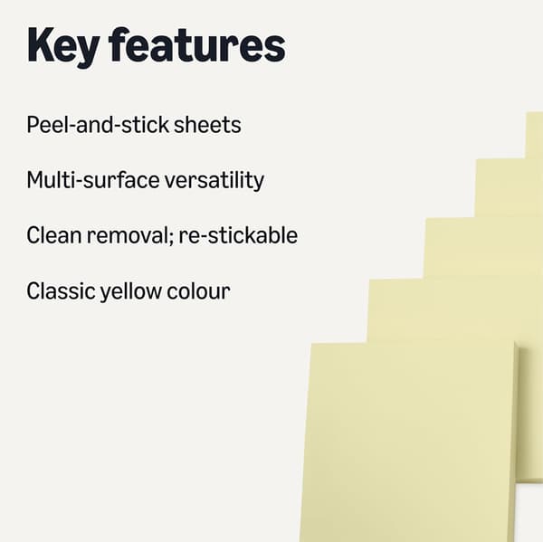 24 pakker firkantede sticky notes, selvklæbende blokke, 7,6 x 7,6 cm, gul