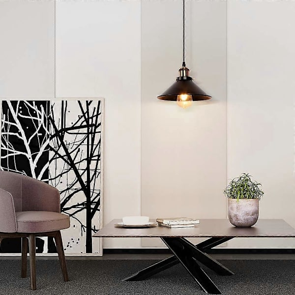 Set med 2 Industriella Retro Svarta Järnpendellampor, Kök, Bar, Balkong