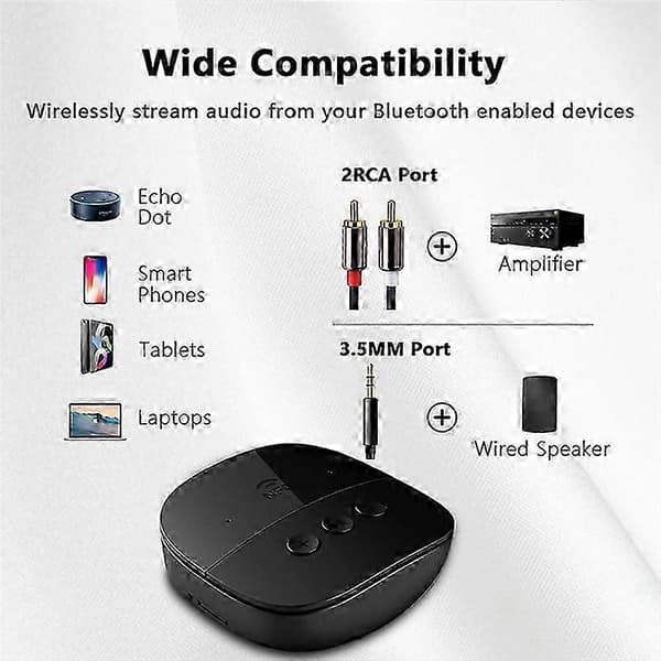 Bluetooth 5.2 Bil AUX Audio Adapter Mottaker 3.5mm Trådløs Håndfri Samtale Musikk Audio Adapter for