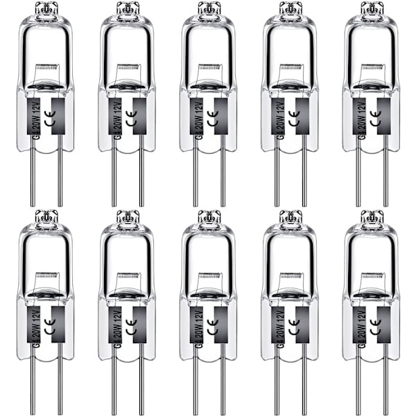 G4 Halogenpærer 10W 12V - Varmhvit - 20-pakning 10W 20 stk