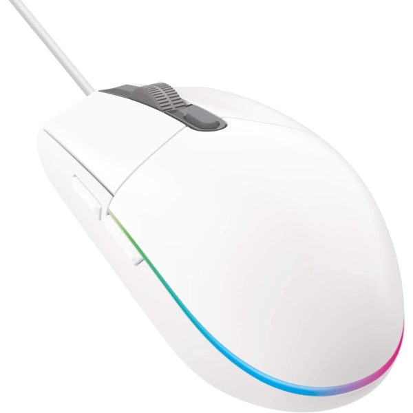 Gamingmus med RGB-belysning, 6 programmerbare knapper, sensor i spillklasse, 6K DPI-sporing, lett white
