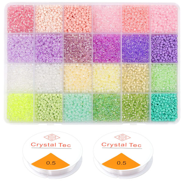 Glassperler Kit 9600stk, DIY-perler for smykkefremstillingssett, 4mm