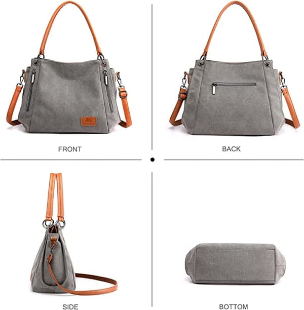 Axelväska för kvinnor Stor Canvas Tote Bag (Grå)