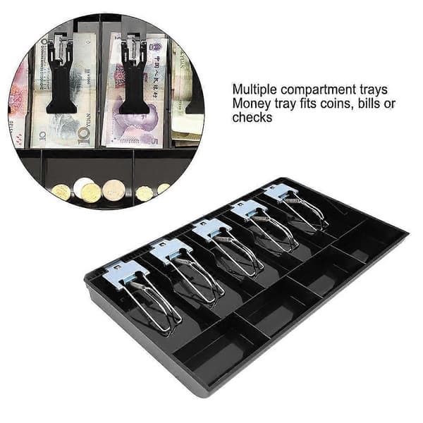 Kasseindsatsbakke ABS-materiale med metalklips - Valutaopbevaringsboks (sort)