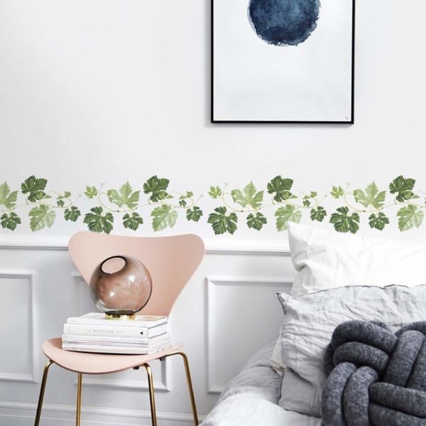 Ivy vægklistermærker, genanvendelige plantemærkater, skræl og stick naturvægdekoration til stue og soveværelse, selvklæbende vægmalerier med løv16*60 cm