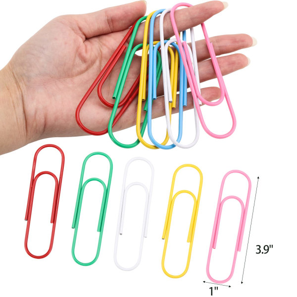 70 stk. farvede papirclips store papirclips (4 tommer)