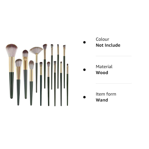14 st Makeup Borstar Professionell Makeup Borste Set, Grön