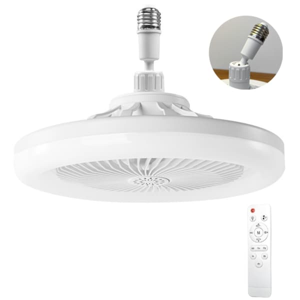 Takvifte med lys, fjernkontroll, stillegående, dimbar LED E27, 3 hastigheter, timer (hvit)