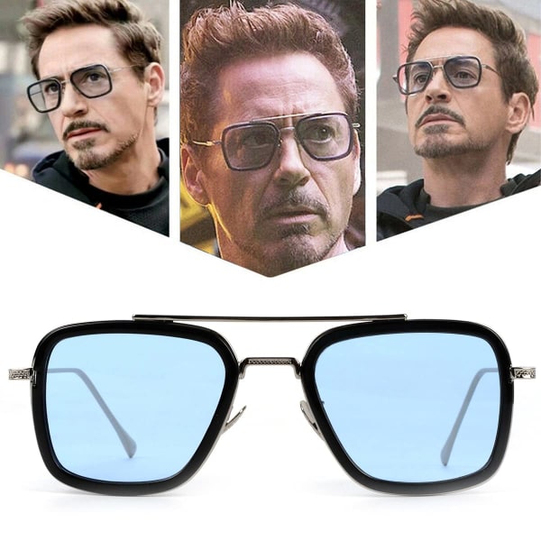 Retro Vintage Iron Man solbriller Tony Stark Briller Firkantet metallinnfatning for menn Dame Goggle Klassisk legeringsinnfatning