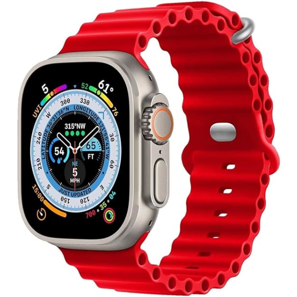 Kompatibel med Apple Watch Ultra 2-pack Ocean Strap 41mm 40mm 38mm, mjukt silikon sportband för iwatch Series Ultra 8 7 6 5 4 SE black/red 38/40/41MM