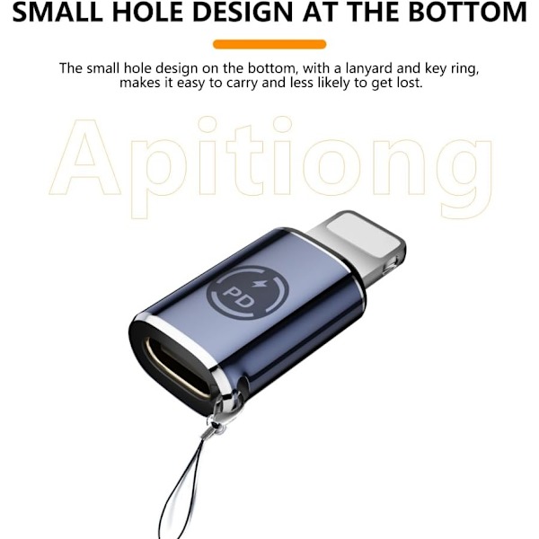 USB C - light-ning -sovitin, [2-pakkaus] Type C - naaras - light-ning -uros -sovitin, tukee 27 W:n PD:tä, Type C - lataus tukee tiedonsiirtoa