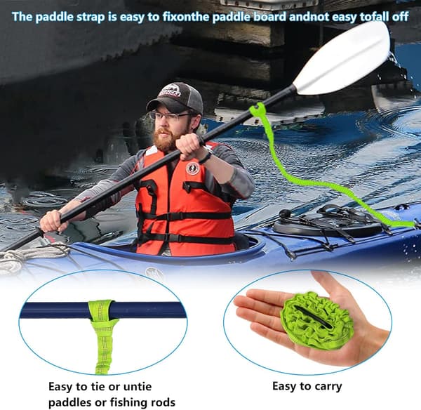 2-pack kajakpaddelkoppel, 1,5 m elastiskt säkerhetskoppel, elastiskt kanotpaddelkoppel med fjäderkrok surfkoppel (orange)