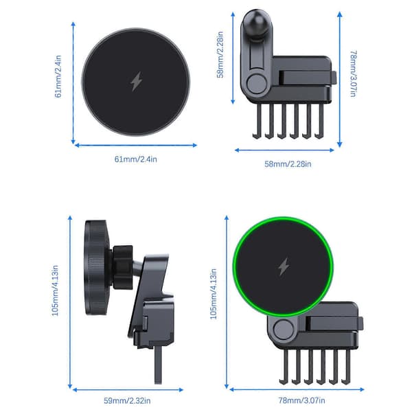 15W Hurtigladerholder Magnetisk Telefonholder Billader Støtsikker Bil Luftventil Trådløs Lader