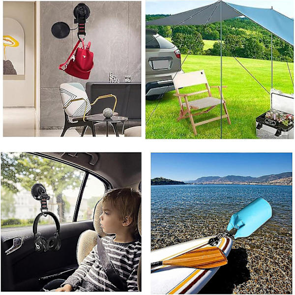 Camping sugkopp, 4 kraftfulla sugkoppkrokar för campingtältsugkopp, för bilsidotak, båt, camping, presenning
