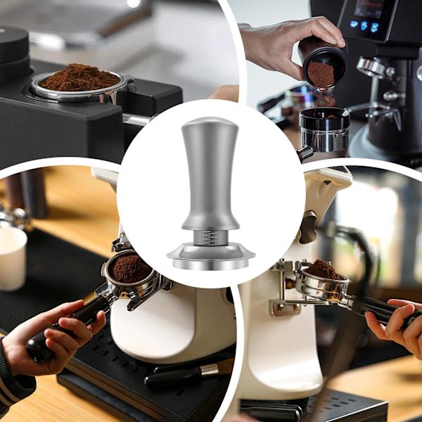 Kaffebönpress - 53mm Fjäderkalibrerad Manomission | Rostfritt Stål Express Handstämpling, Platt Bas Kalibrerat Fjäderverktyg, Malda Tillbehör