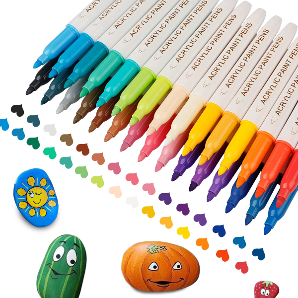 30 färger permanenta markörer, akrylfärgspenna (2 mm spets)