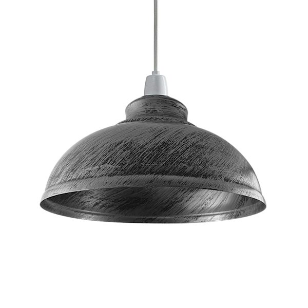 Retro metallskärmar, icke-elektriska 30 cm Easy Fit böjda köksskärmar, kontor, vardagsrumsskärm med reduceringsring (borstad silver)