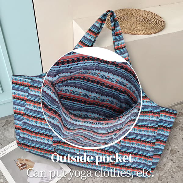 Suuri Bohemian-tyylinen joogakassi taskuilla