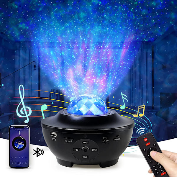 Galaxyprojektor Stjärnprojektor med Bluetooth-högtalare