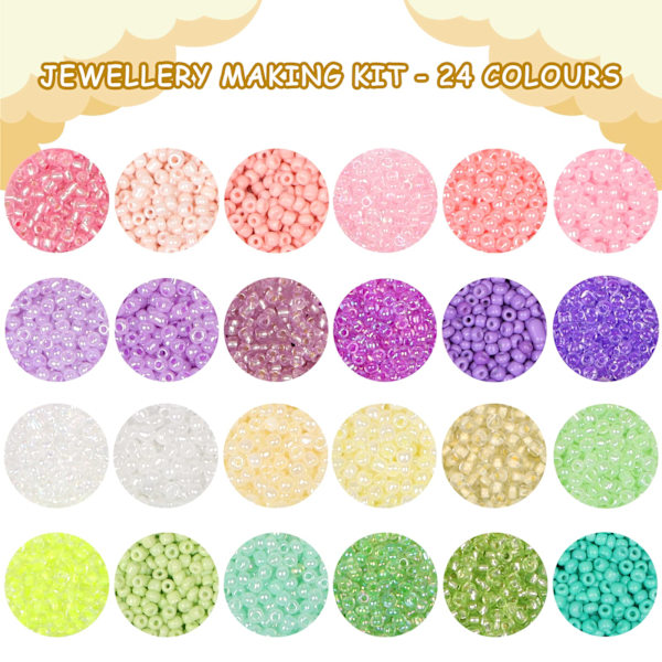 Glaspärlor Kit 9600 st, DIY-pärlor för smyckestillverkningssats, 4 mm