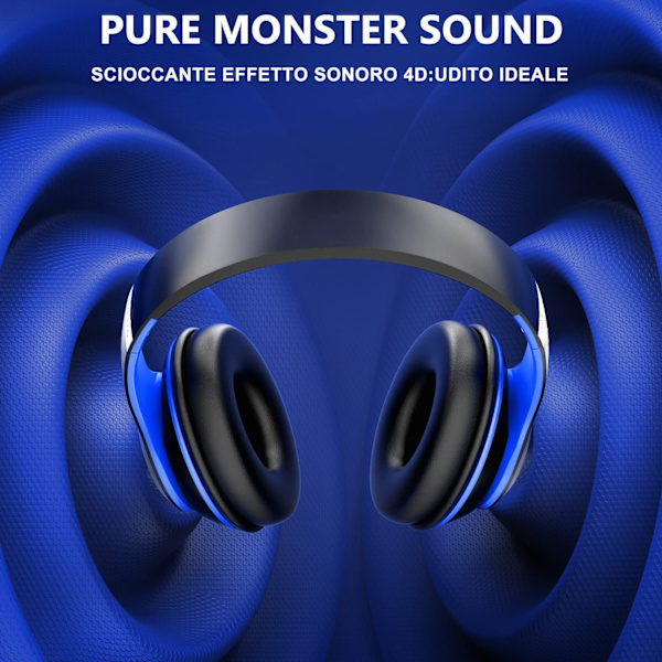Bluetooth-hörlurar Over Ear, med HD-mikrofon, FM, TF för PC