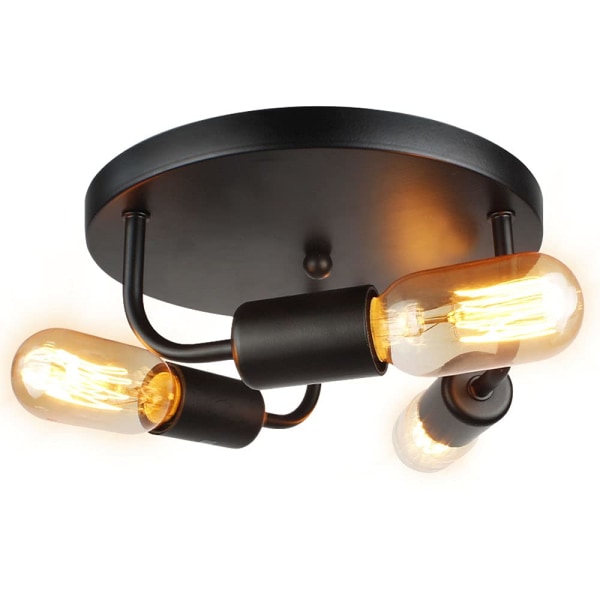 Vintage loftslampe, 3-lyset loftslampe til dekoration (sort)