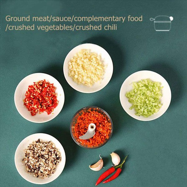 Mini Chopper Food Processor Manuell  Trekkstreng (Himmelblå)