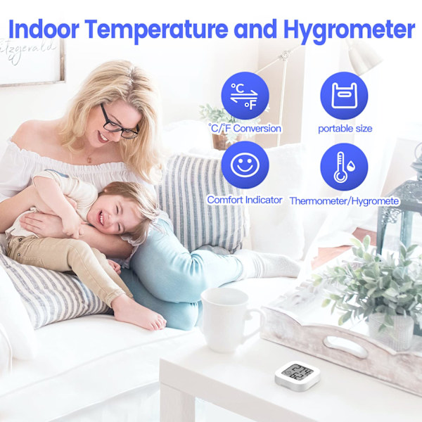 Digital hygrometer, Mini inomhus termometer rum termo-hygrometer, noggrann RH-mätare temperaturmonitor för hem sovrum källare kontor växthus