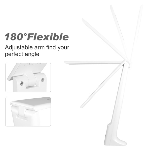 LED-skrivbordslampa 3 belysning  Touch Sensitive hopfällbar (vit)