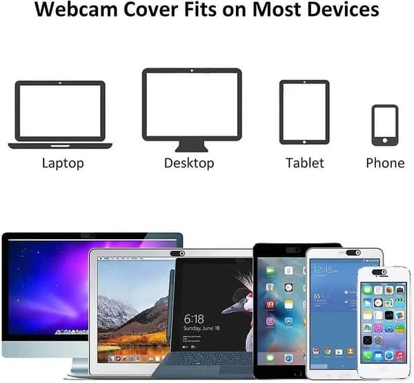 Webkamerafodral, kameraskydd, 6-pack smala laptop-kameraskydd för bärbar dator, surfplatta, smartphone