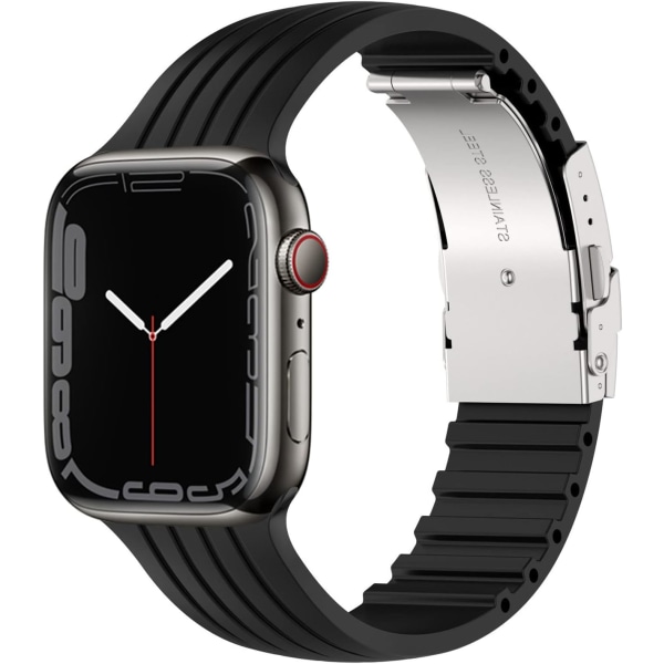 Silikonarmband Kompatibelt med Apple Watch Armband 38mm 40mm 41mm, DIY-design Klippbart Mjukt Andningsbart Sportarmband för iWatch Serie black 38/40/41MM