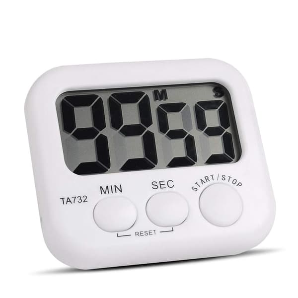 Vit Mini Elektronisk Stor LCD Digital Kök Timer Klocka Nedräkning Räkna Tid Höglarm Hem Ugn Matlagning Verktyg Tillbehör
