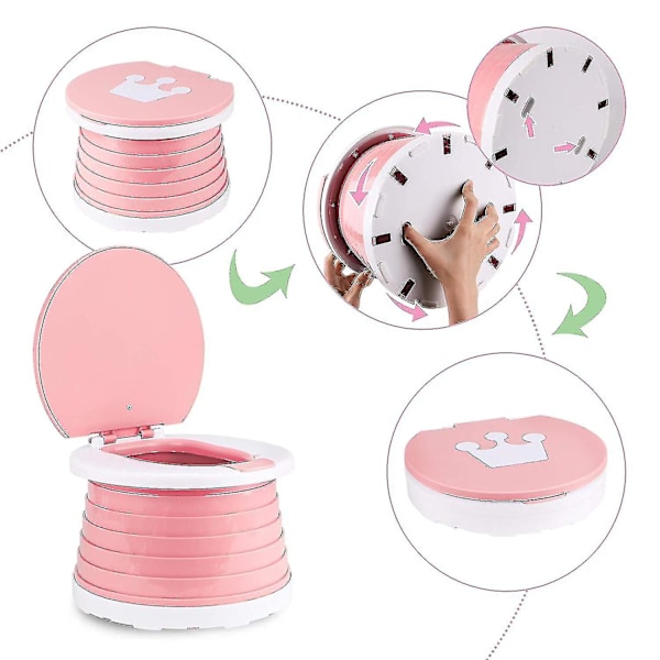 Bærbart sammenleggbart toalett for barn, sammenleggbart toalettsete for gutter/jenter pink