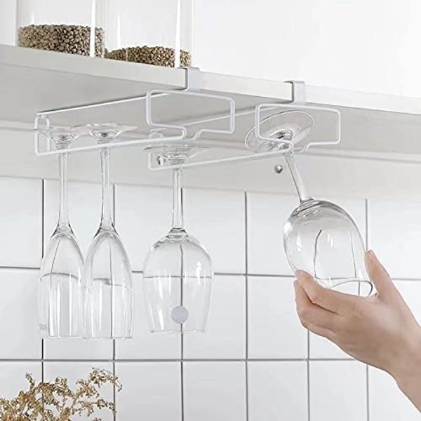 2 stk Vinglassholder Skap Vinstativ Ingen Boring, Hvit