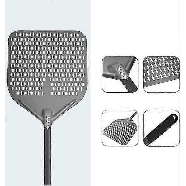 14\" Perforerad Pizzaspade Långt Skaft Hårdanodiserad Aluminiumoxid Pizzaspade Super Stor Pivot Pizzaspade Professionell